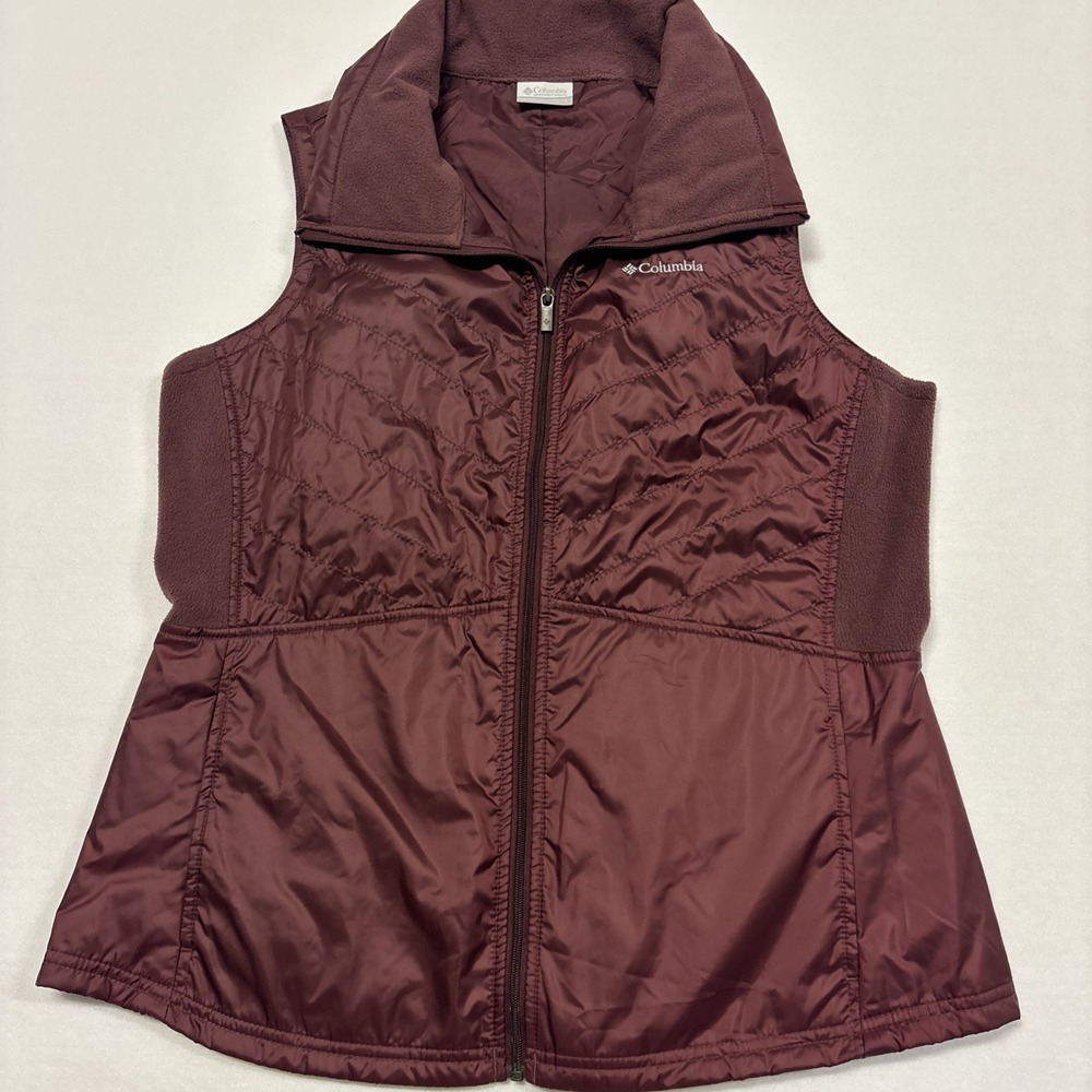 Columbia Women's Burgundy Quilted Full Zip Sleeveless Vest Regular Fit Size L